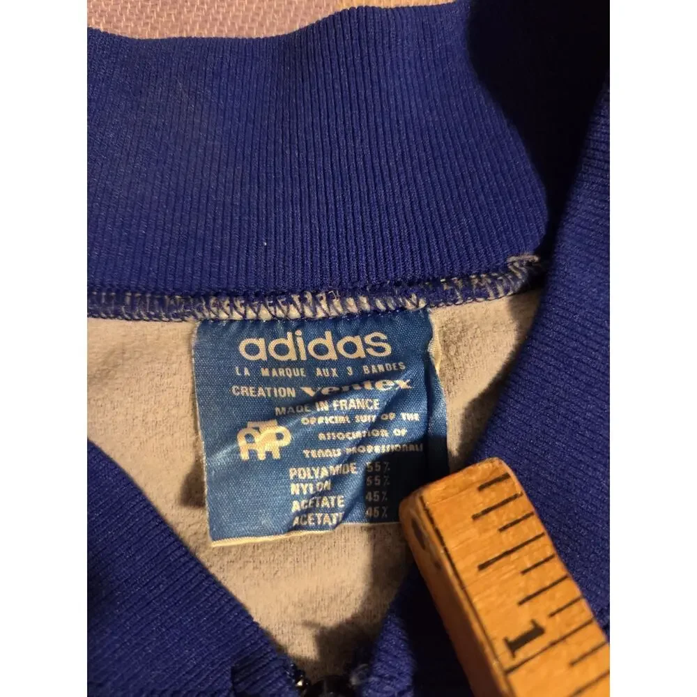 VTG 80s Adidas USA AAU ATP Ventex Keyrolan Trefoil Track Jacket Sewn Red Blue - Picture 3 of 12